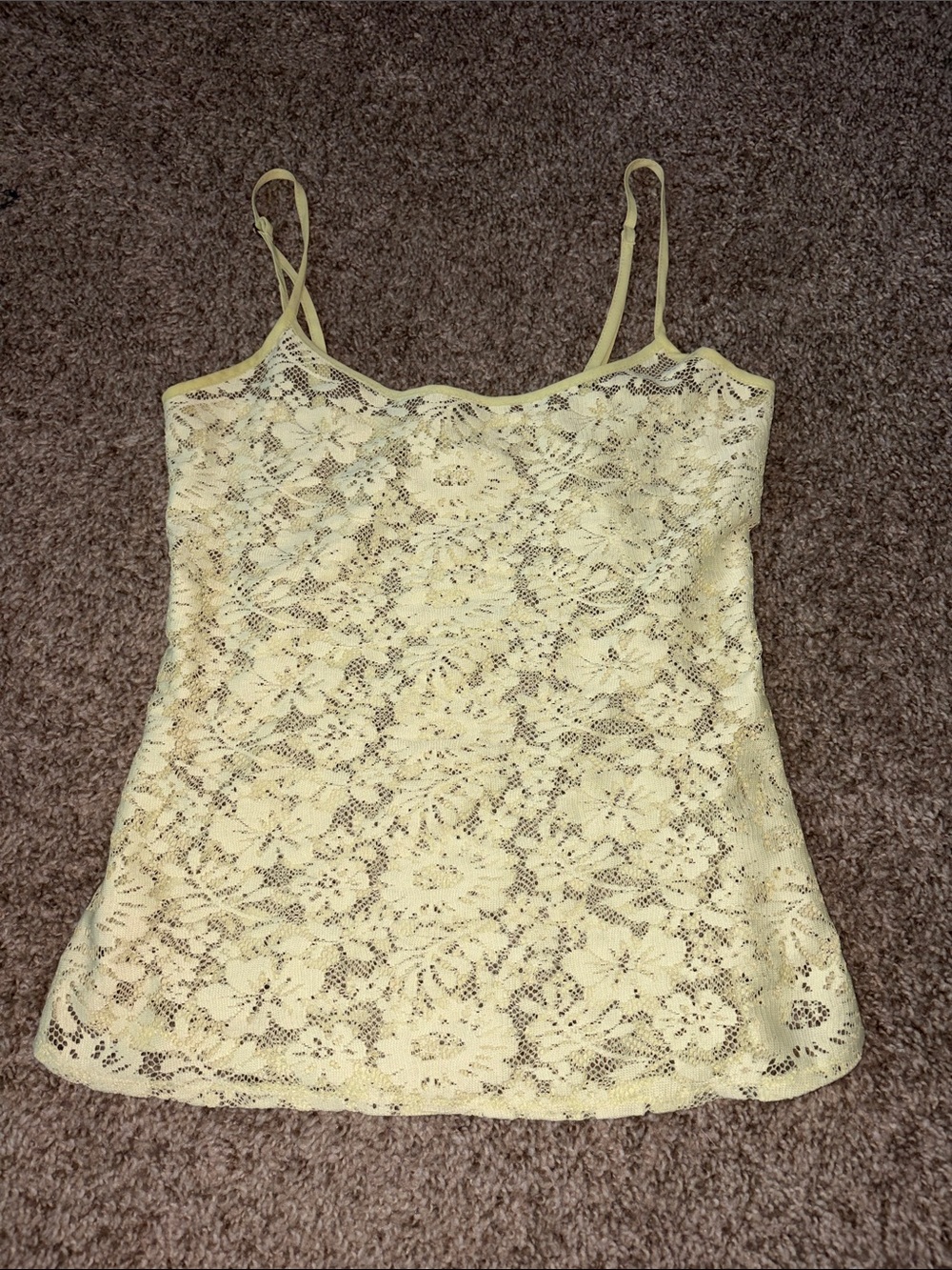 Yellow Lace Camisole Tank Top - Women's